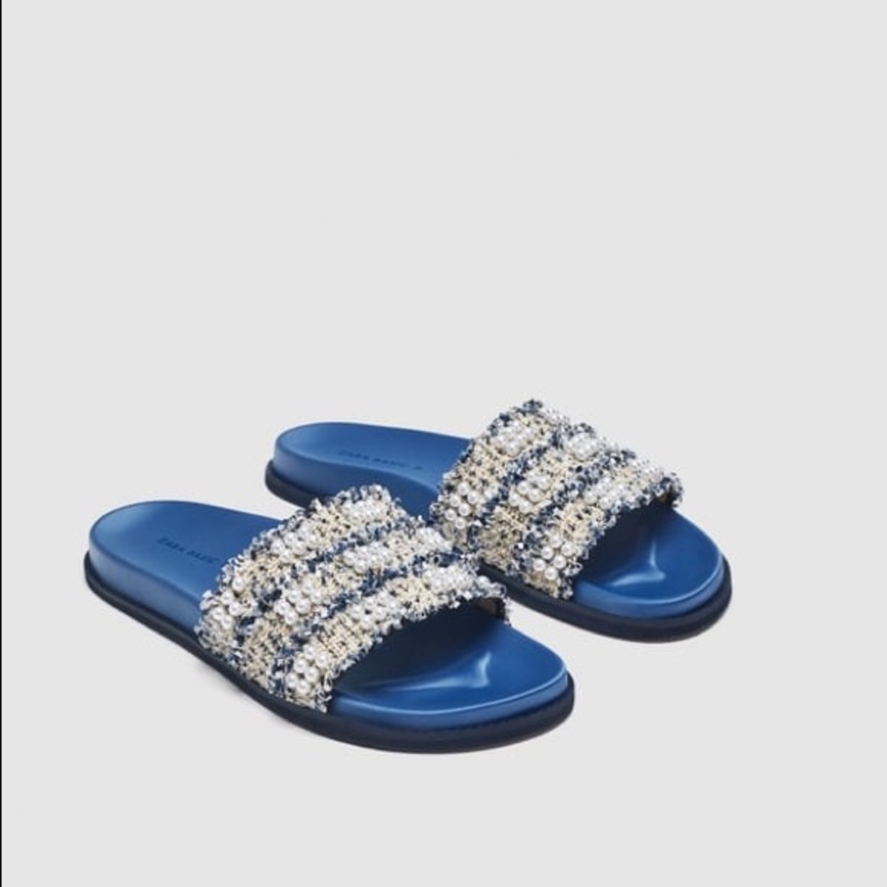 Zara fabric slides with faux pearls